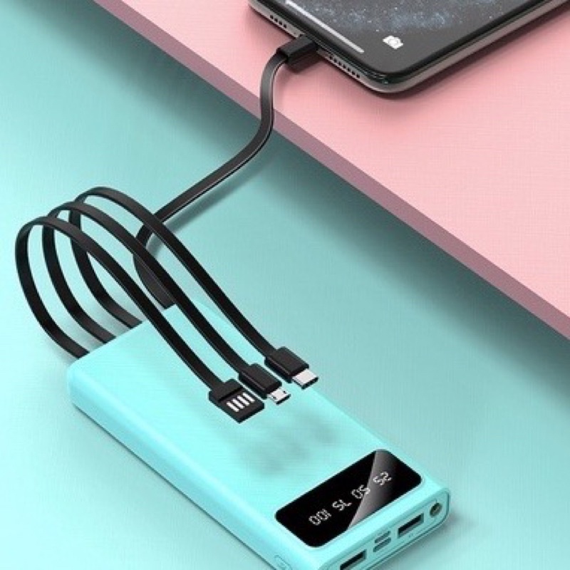 Sạc dự phòng 20000mAh 10000 pin sạc dự phòng Có 4 Dây Sạc Dây Sạc Iphone Samsung Xaomi Android