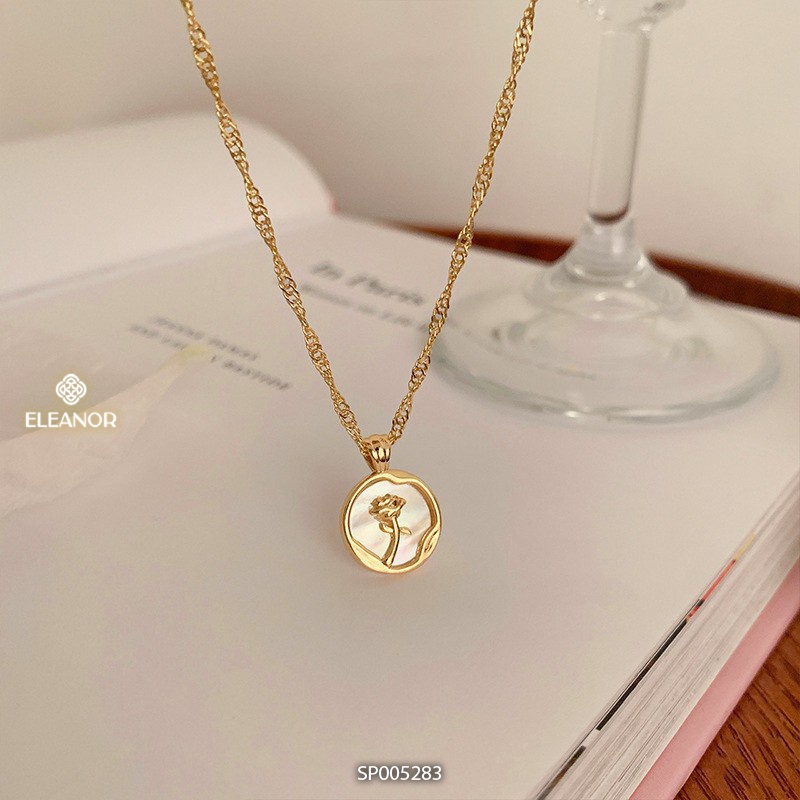 Dây chuyền bông tai nữ Eleanor Accessories bộ trang sức mặt tròn hình hoa hồng phụ kiện trang sức 5283