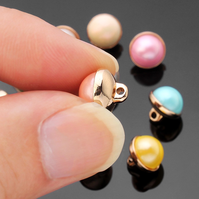 Set 5 Nút Tròn Đính Ngọc Trai Giả 10MM