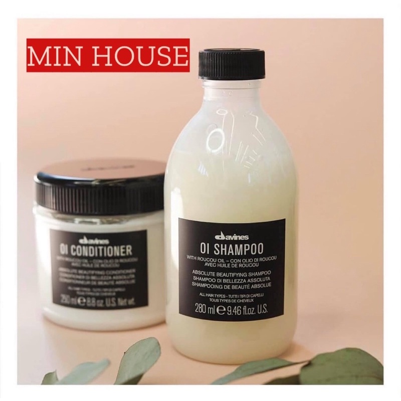 Dầu gội và dầu xả hoàn mỹ Davines Oi dưỡng tóc bóng mượt size 250ml