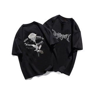 Áo thun pofloret vải cotton in họa tiết hoa hồng cổ điển thời trang dành cho nữ