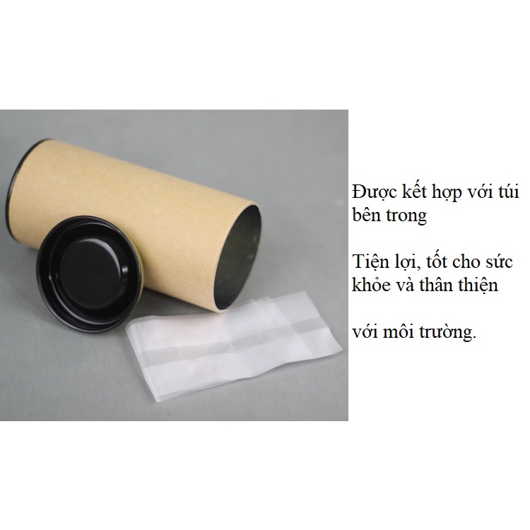 Hộp đựng trà giấy kraft họa tiết hoa, nắp nhôm - HVL TEA