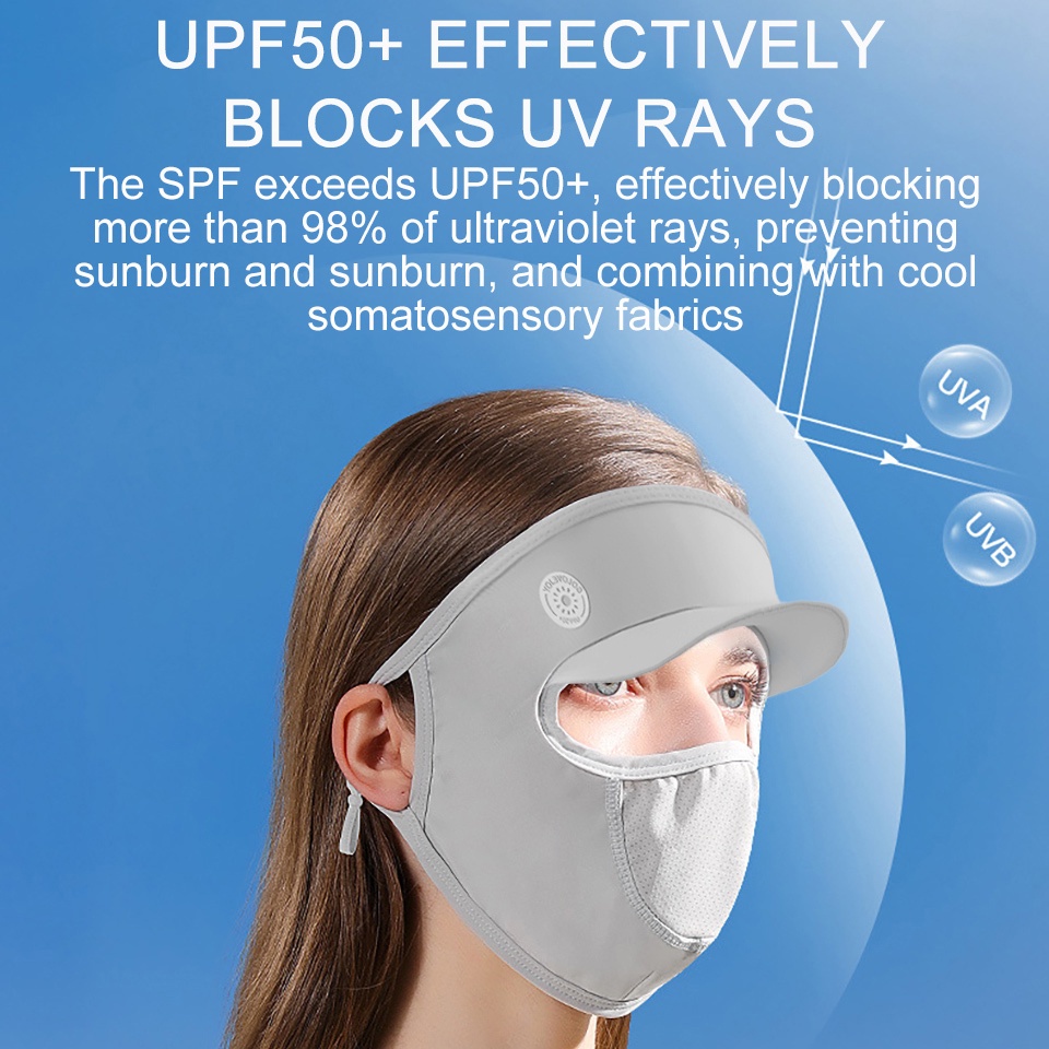Mũ Trùm Đầu Kiêm Khẩu Trang Chống Nắng Bằng Lụa Lạnh Thoáng Khí Chống Tia UV Có Vành Che Mặt
