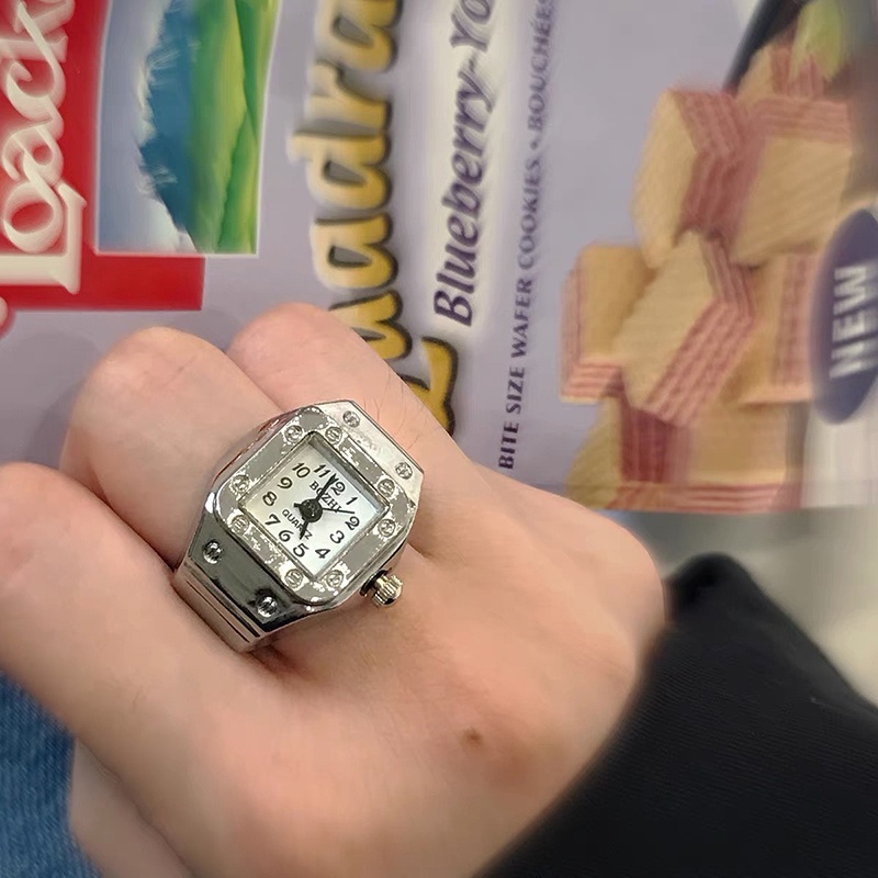 Đồng hồ nhẫn đeo ngón tay út, ngón trỏ, ngón cái, nhẫn đính đá nam nữ phong thủy mạ vàng đẹp