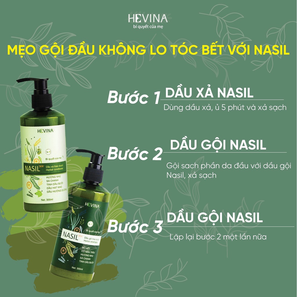 Combo Dầu Gội Xả Bồ Kết Hương Nhu Nasil HEVINA 300ml