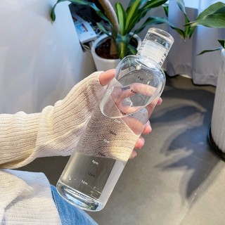 Bình Nước Nhựa 500ML Trong Suốt Có Thang Đo Thời Gian