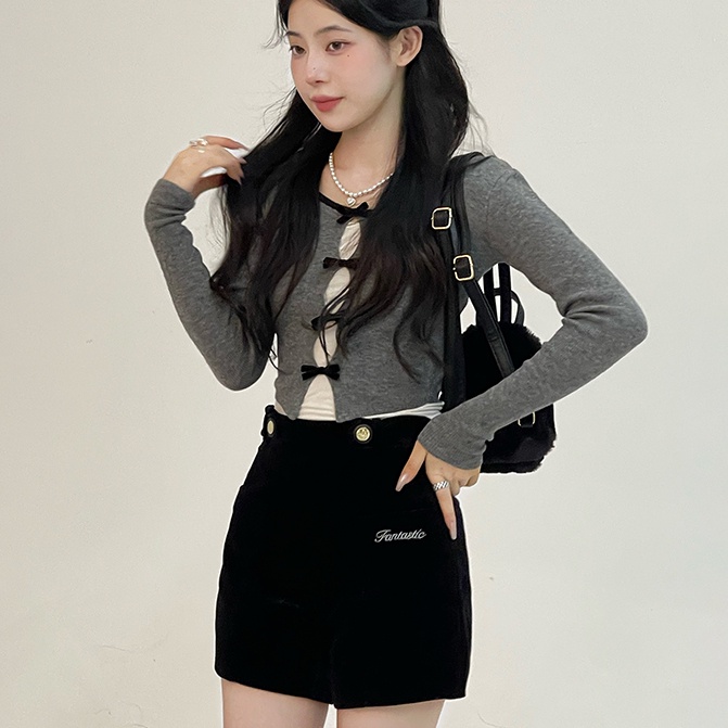 SUXI Áo Croptop Dệt Kim Tay Dài Dáng Ôm Thiết Kế Đơn Giản Thời Trang Mùa Xuân Mới Cho Nữ