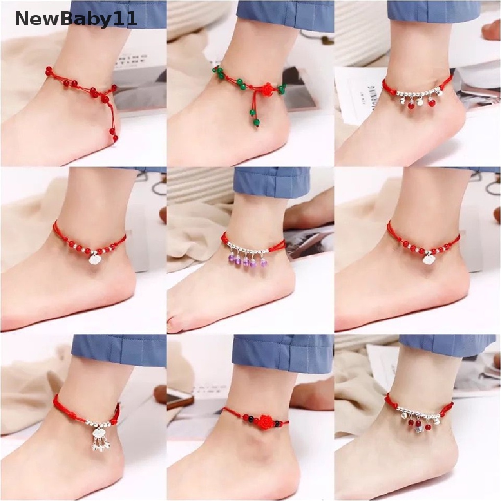 Vòng Đeo Chân Dây Bện Màu Đỏ Đen Phong Cách Bohemia Thời Trang Cho Nữ
