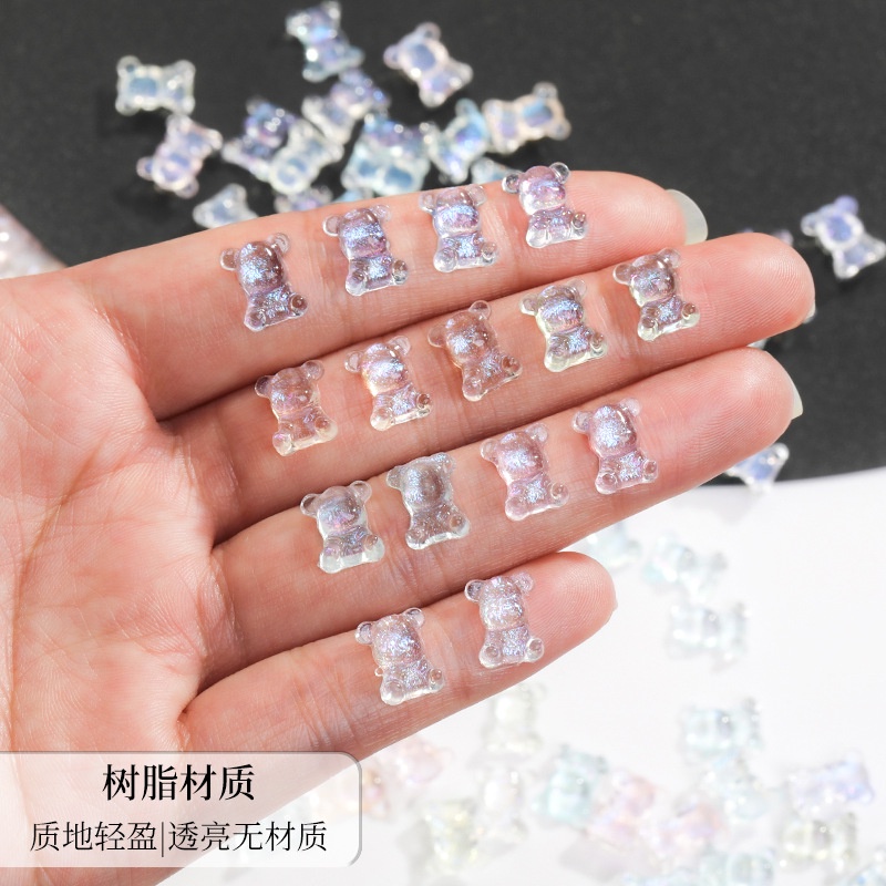 Miếng Dán Trang Trí Móng Tay Trong Suốt Hình Chú Gấu Dễ Thương DIY