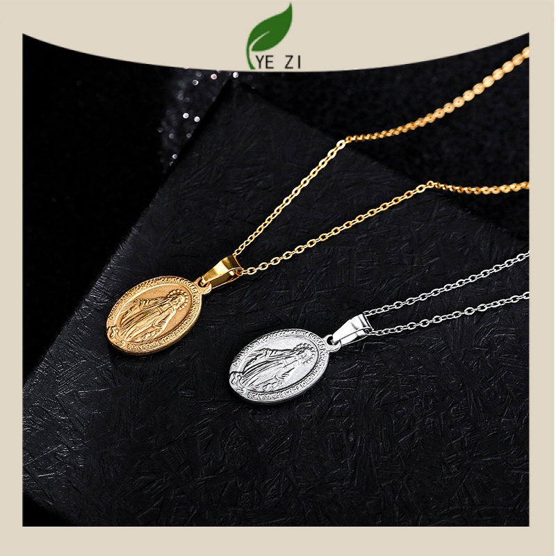 Dây Chuyền Thép Titan Mặt Thánh Giá Đức Mẹ Mary