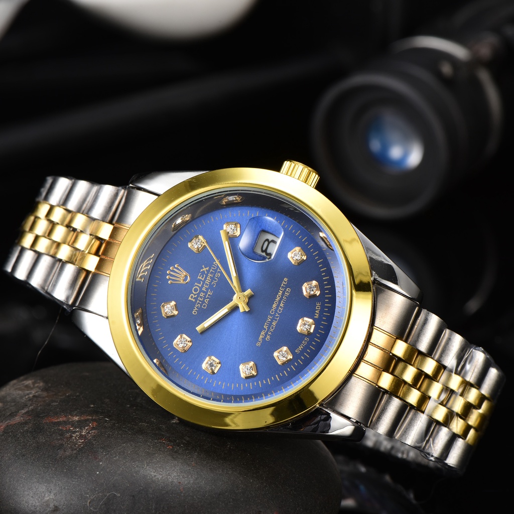 Đồng Hồ Quartz Nam Hiển Thị Ngày 40mm Dây Thép RLX