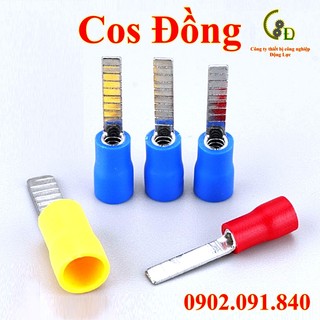 Đầu cos dẹp bằng đồng [100cái] đầu cốt dẹt bấm dây điện 4mm 6mm gài CB, Aptomat DBV 5.5