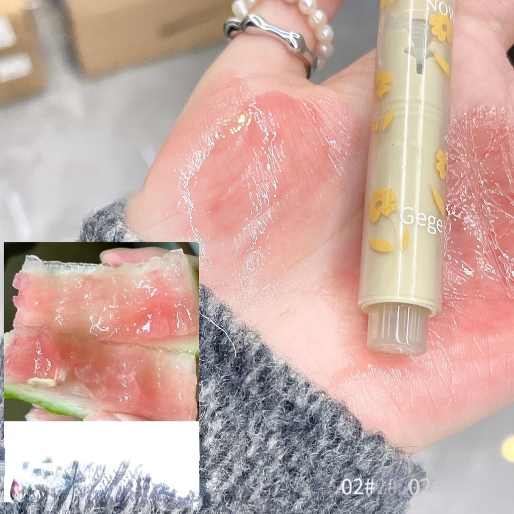 Son Môi Gege Bear Dạng Thạch Phối Hoa Dưỡng Ẩm Màu Bóng Xinh Xắn