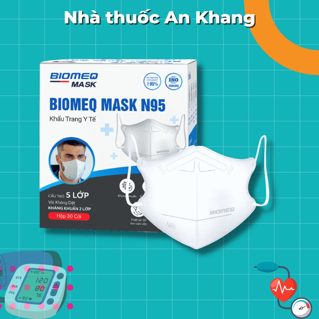 Khẩu trang y tế BIOMEQ MASK N95 5 lớp vật liệu kháng khuẩn, vải không dệt xử lý tĩnh điện