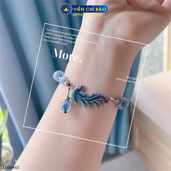 Vòng tay/Vòng cổ khổng tước mix đá xanh chất liệu bạc Thái 925 thời trang phụ kiện trang sức Viễn Chí Bảo L000443