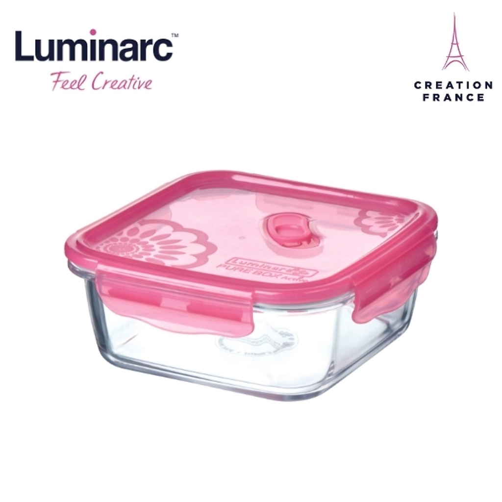 Hộp Thuỷ Tinh Luminarc Pure Dahlia Vuông 760ml - L5316 | Phân Phối Chính Hãng