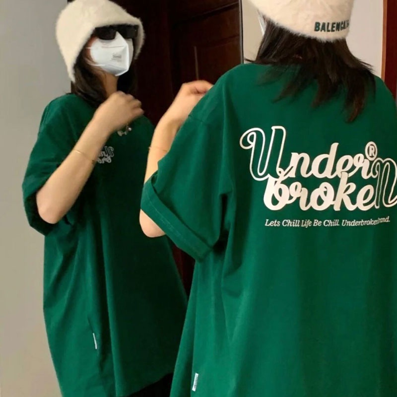 Áo thun XINLANYASHE ngắn tay dáng rộng in họa tiết thời trang cổ điển phong cách Mỹ 2023 cho nữ