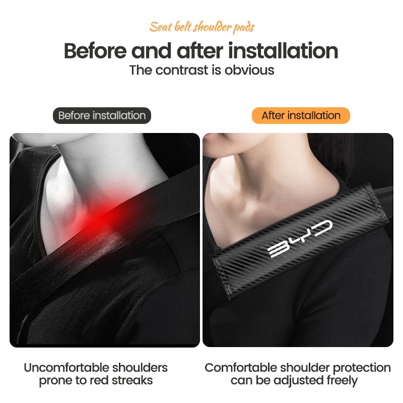 Bộ 2 Vỏ Bọc Dây Đai An Toàn Bằng Sợi Carbon Cho Xe Hơi BYD Atto 3