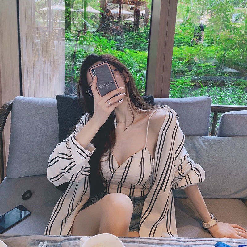 🥰 Set áo sơ mi sọc phong cách vkv alohashop91