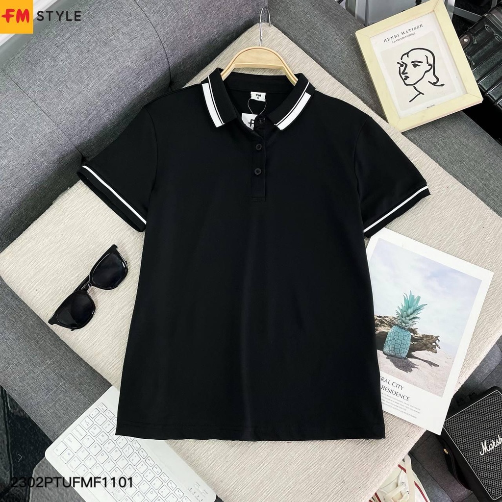 Áo thun polo FM STYLE nữ tay ngắn vải mắt chim cổ bẻ phông thoáng mát mềm mịn giữ form bền màu 23020205