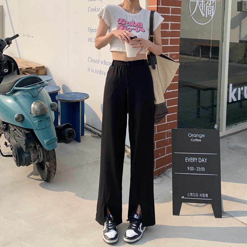 SUXI Quần Dài Ống Rộng Lưng Cao Tôn Dáng Hợp Thời Trang Cho Nữ