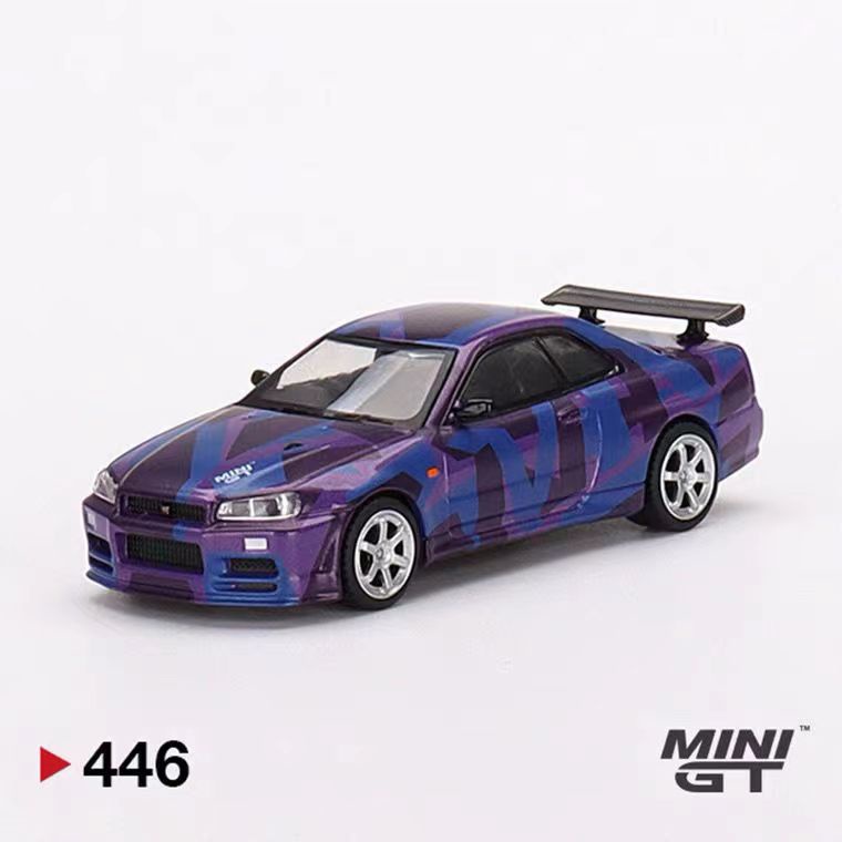 Mô Hình Xe Hơi Nissan SkylineGT-R R34 Phiên Bản Kỷ Niệm 5 Năm 446 Bằng Hợp Kim Tỉ Lệ 1 / 64