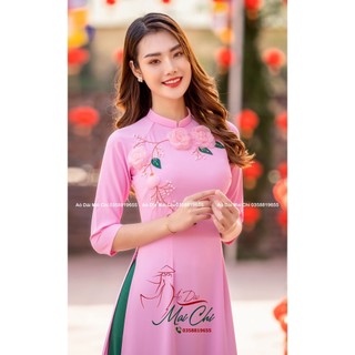 Bộ áo dài truyền thống chất liệu lụa mỹ cao cấp