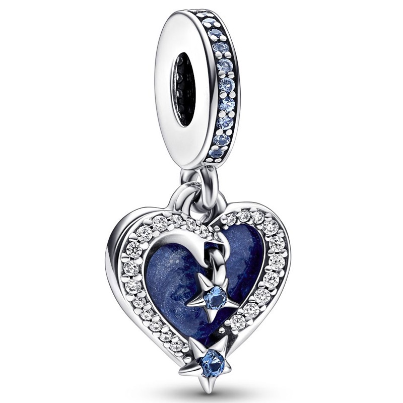 Hạt Charm Mạ Bạc 925 Hình Trái Tim Đôi Cánh Thiên Thần Tuyết Thời Trang