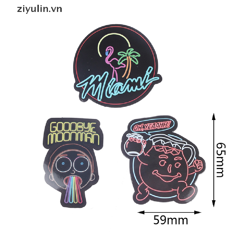 Bộ 50 Miếng Dán Họa Tiết Graffiti Màu Neon Trang Trí Vali / Xe Hơi / Xe Máy DIY