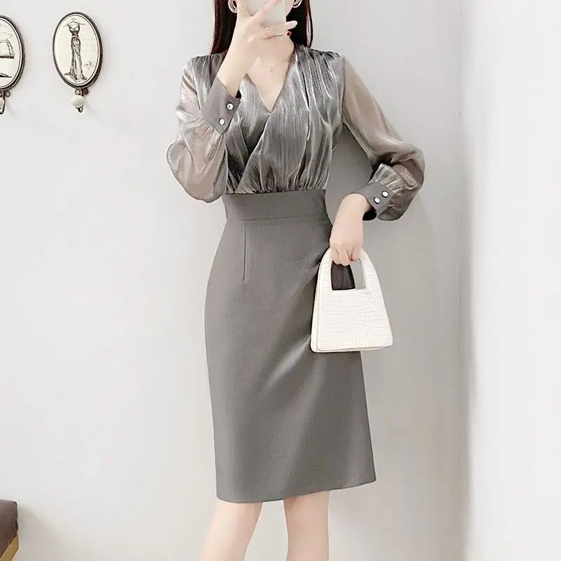 Đầm Cổ Chữ V Dáng Ôm Phối Màu Tương Phản Thời Trang Mùa Hè Hàng Mới Dành Cho Bạn Nữ 23áo kiểu hàn quốc mùa hè
