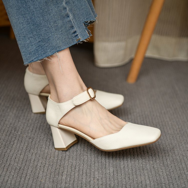 Giày Cao Gót Phối Khóa Cài Thời Trang Dành Cho Nữ