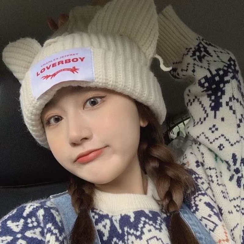 Mũ Len Dệt Kim Đính Tai Mèo Vespa GISELLE Phong Cách Kpop