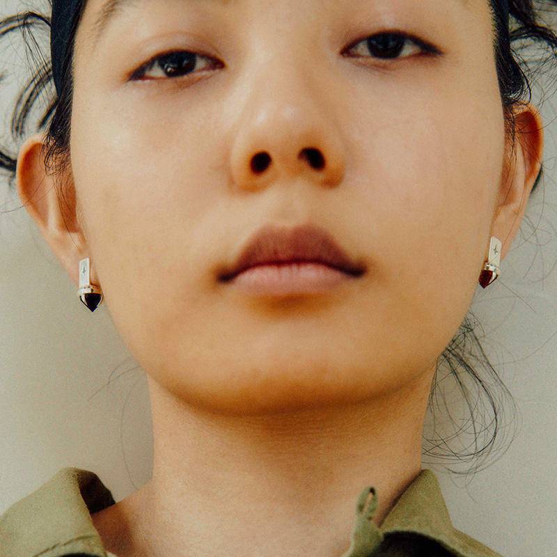 Siderealmade Bông Tai Bạc 925 Dát Kim Cương Thủy Tinh Dát Ngắn Hai Màu