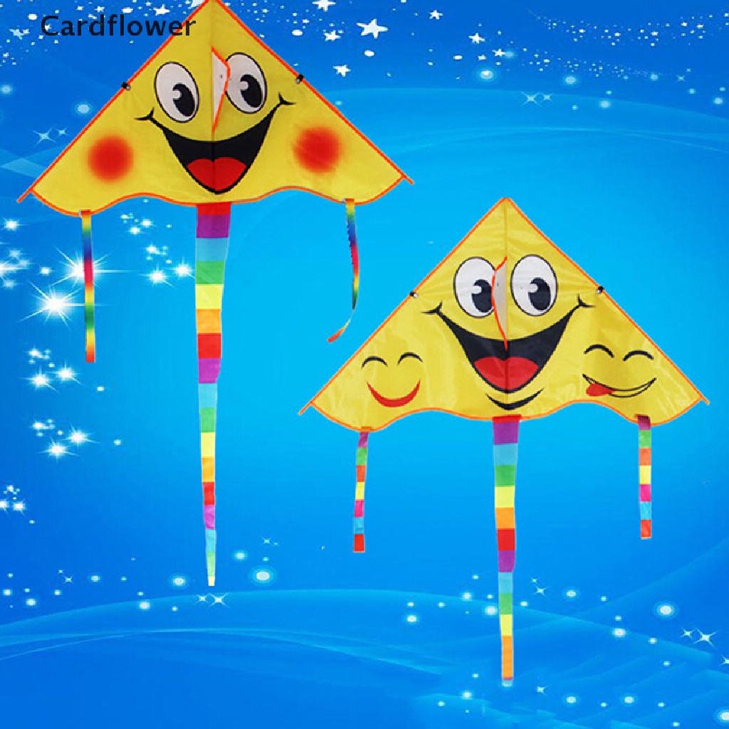 1 Bộ Diều Thể Thao Ngoài Trời Hình Mặt Cười 80 * 45cm Có Tay Cầm 50m