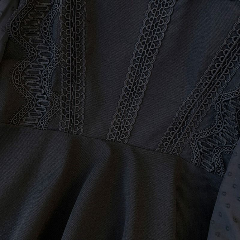 Áo Chiffon Cổ Tròn Phối Ren Phong Cách Phương Tây Thời Trang Xuân Thu Mới 2023 Size Lớn M-5xl