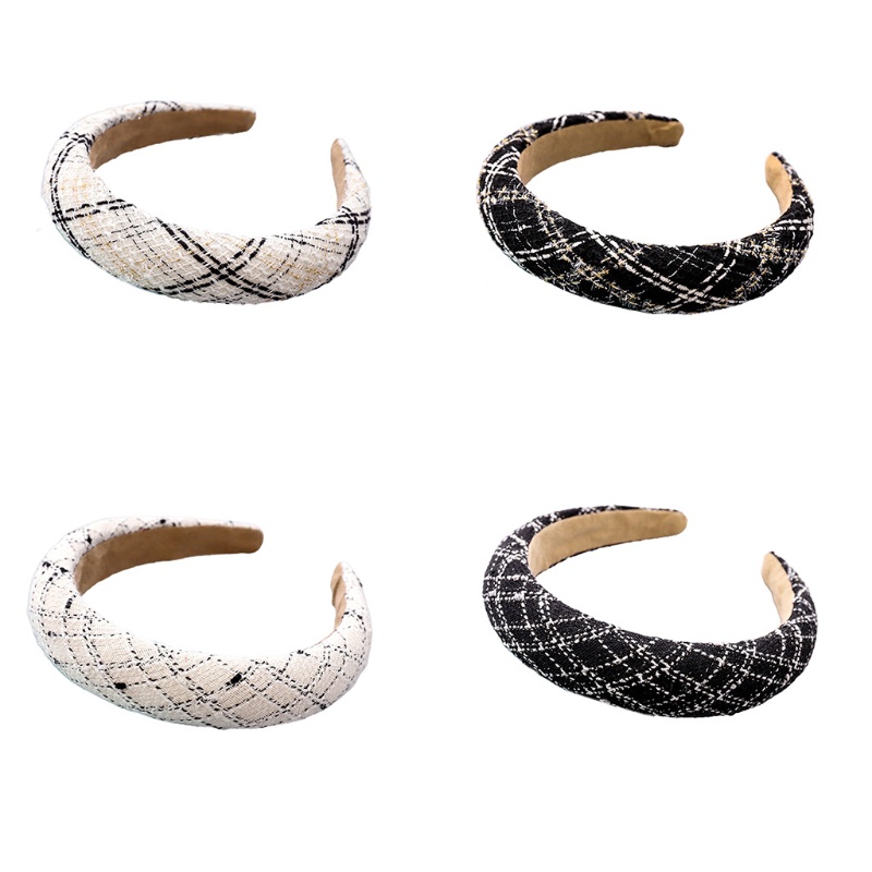 Băng Đô Cài Tóc Nhỏ Kẻ Sọc Caro Trắng Đen Cổ Điển Phong Cách Hàn Quốc Cho Nữ