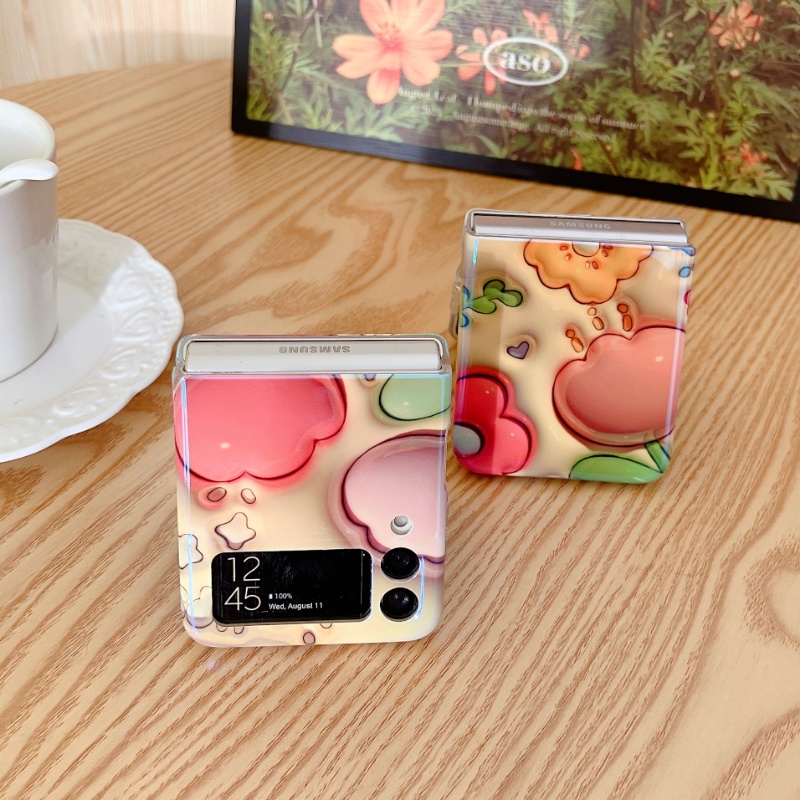 Bao Da Điện Thoại Họa Tiết Hoa Tulip 3d Cho samsung galaxy z flip5 z flip 4 5g zflip3 zflip4 Ốp