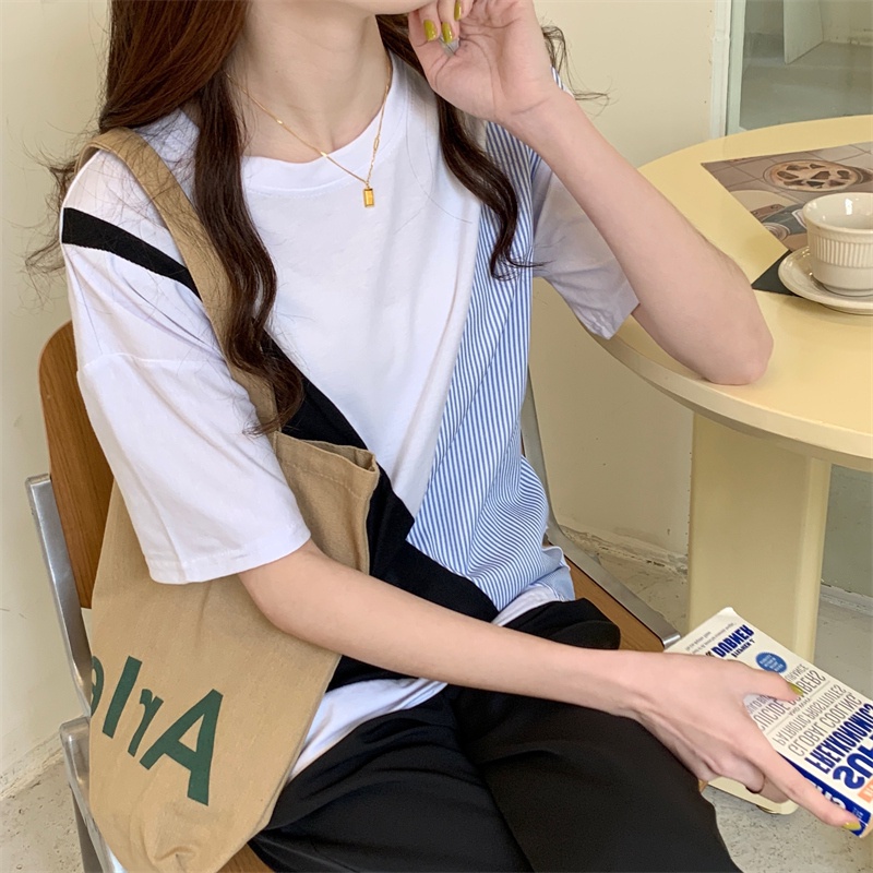 ZHELIHANGFEI Áo Thun Tay Ngắn Form Rộng Theo Phong Cách Hàn Quốc Dễ Phối Đồ