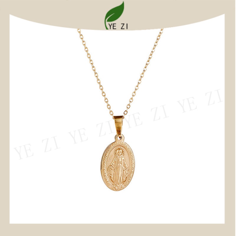 Dây Chuyền Thép Titan Mặt Thánh Giá Đức Mẹ Mary