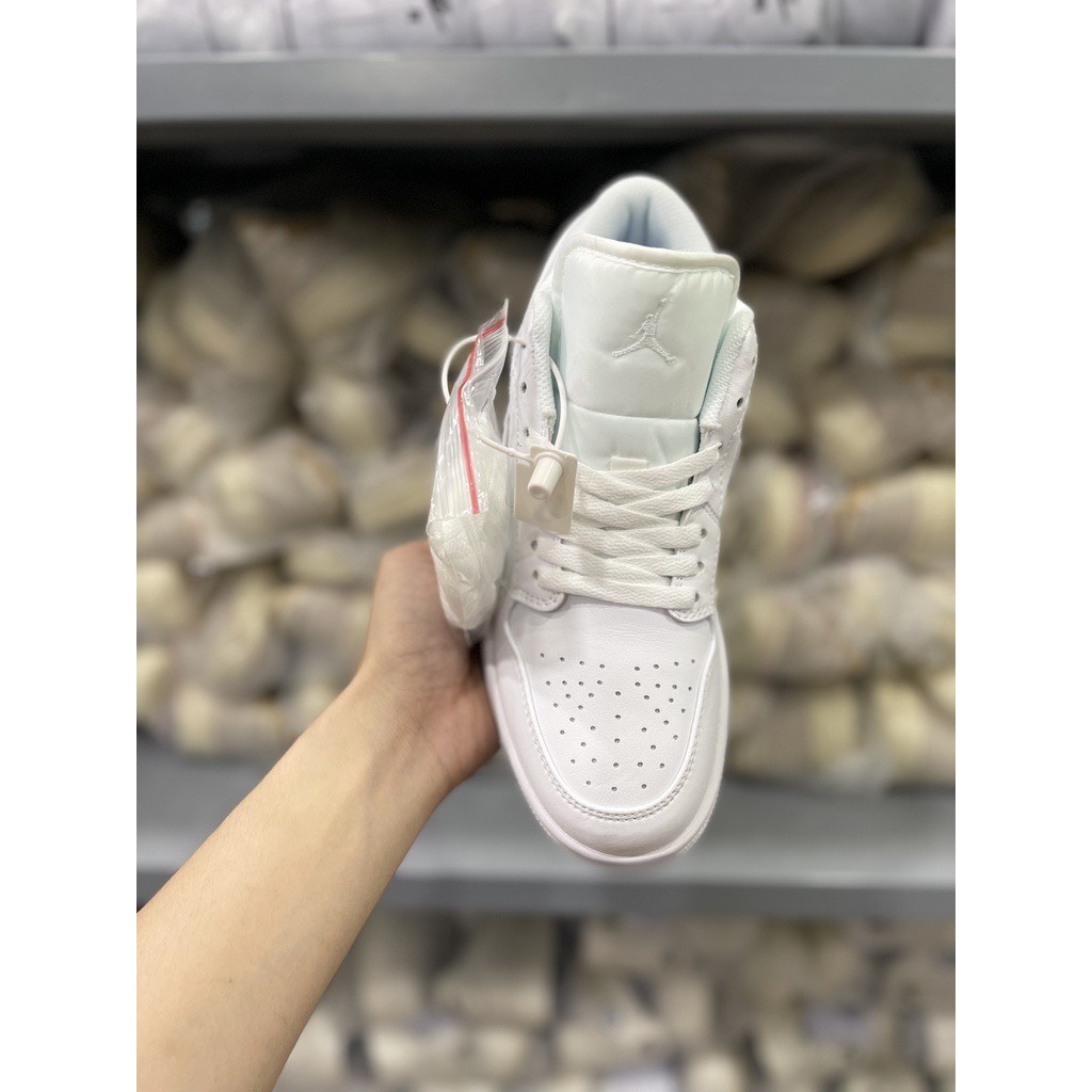 Giày jordan thể thao nam nữ cổ thấp full trắng, giày jd 1 trắng full bản cao cấp dễ phối đồ Hot trend