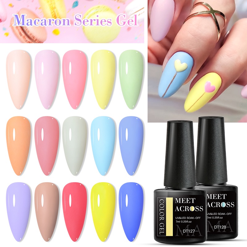 Gel Sơn Móng Tay MTSSII MEET ACROSS Sấy Khô UV LED Bán Vĩnh Viễn Màu Trơn Macaron Tùy Chọn 7ml