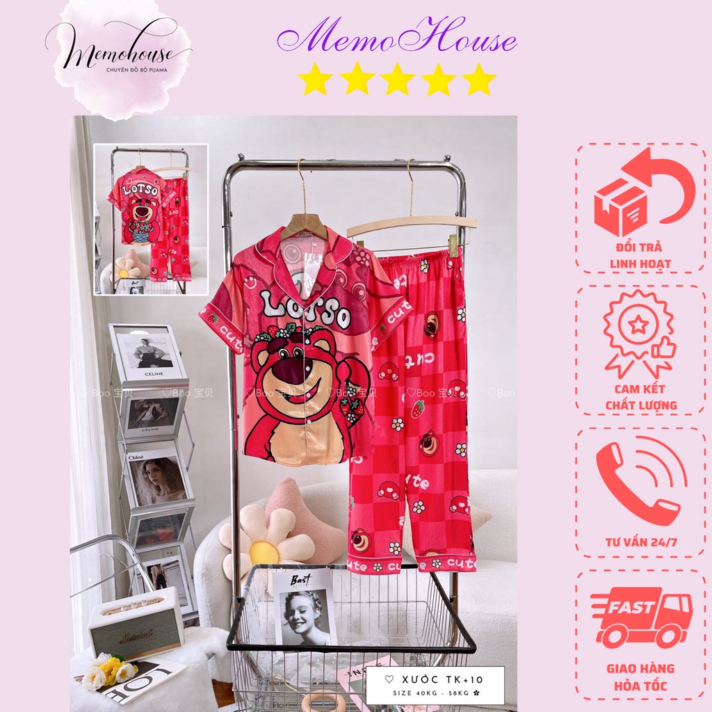 Đồ Mặc Nhà Pijama Lụa XƯỚC TNQD Freesize - HÀNG THIẾT KẾ CAO CẤP BOO