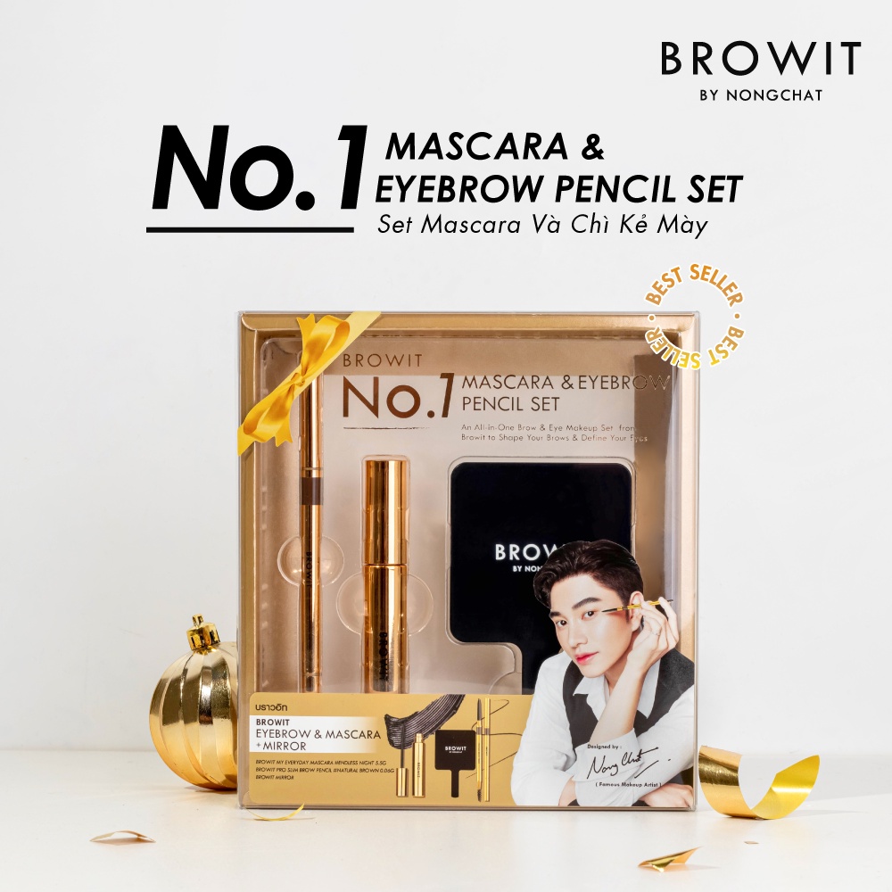 Set Mascara My Everyday 5,5g Và Chì Kẻ Mày 0,06g Kèm Gương BROWIT Sang Trọng