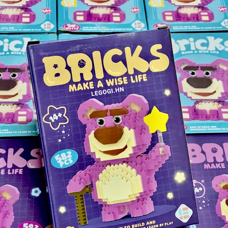 Đồ chơi xếp hình Legogi GẤU LOTSO NHỎ mô hình trang trí bàn học bàn làm việc quà tặng sinh nhật quà tặng bạn gái