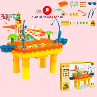 Bàn chơi đa năng 2in1 câu cá và vịt leo cầu thang 2 trong 1 có nhạc vui nhộn câu cá từ tính thang leo tự động cho bé