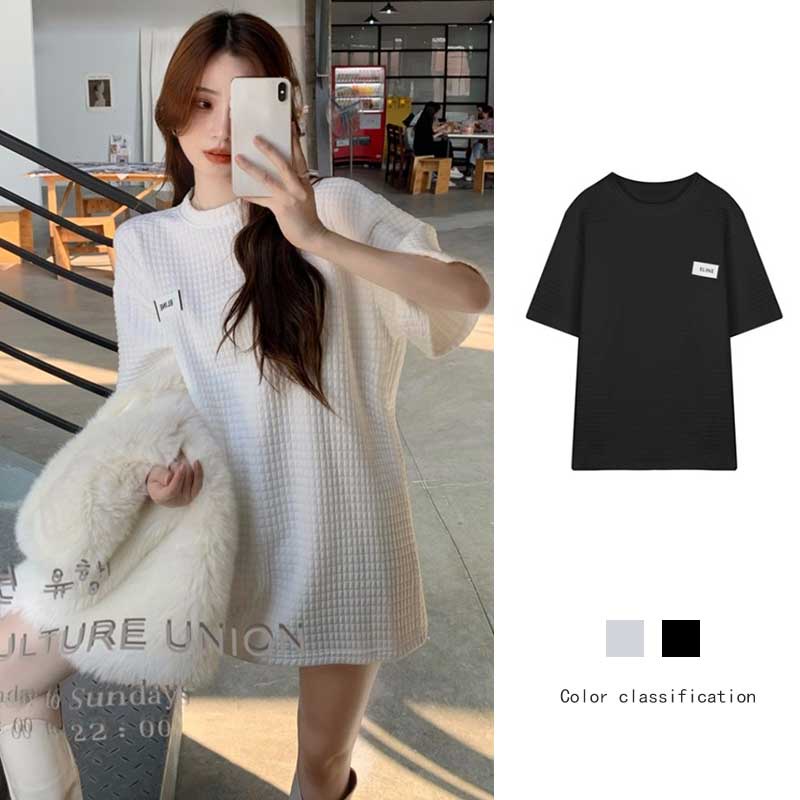 Áo Thun Dáng Rộng Dài Vừa Thời Trang Mùa Hè Hàn Quốc Mới Cho Nữ
