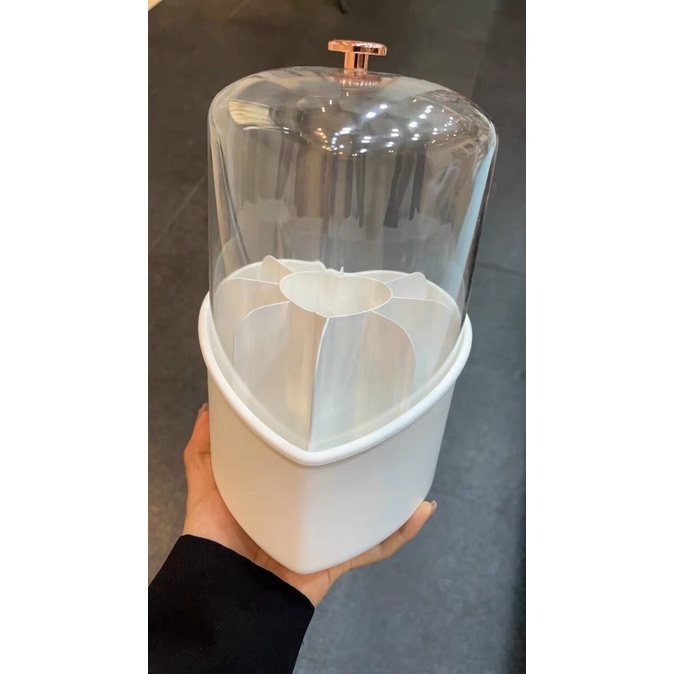 Hộp đựng cọ trang điểm có nắp đậy sang trọng Xoay 360 độ, hộp đựng đồ đa năng để bàn hình trái tim