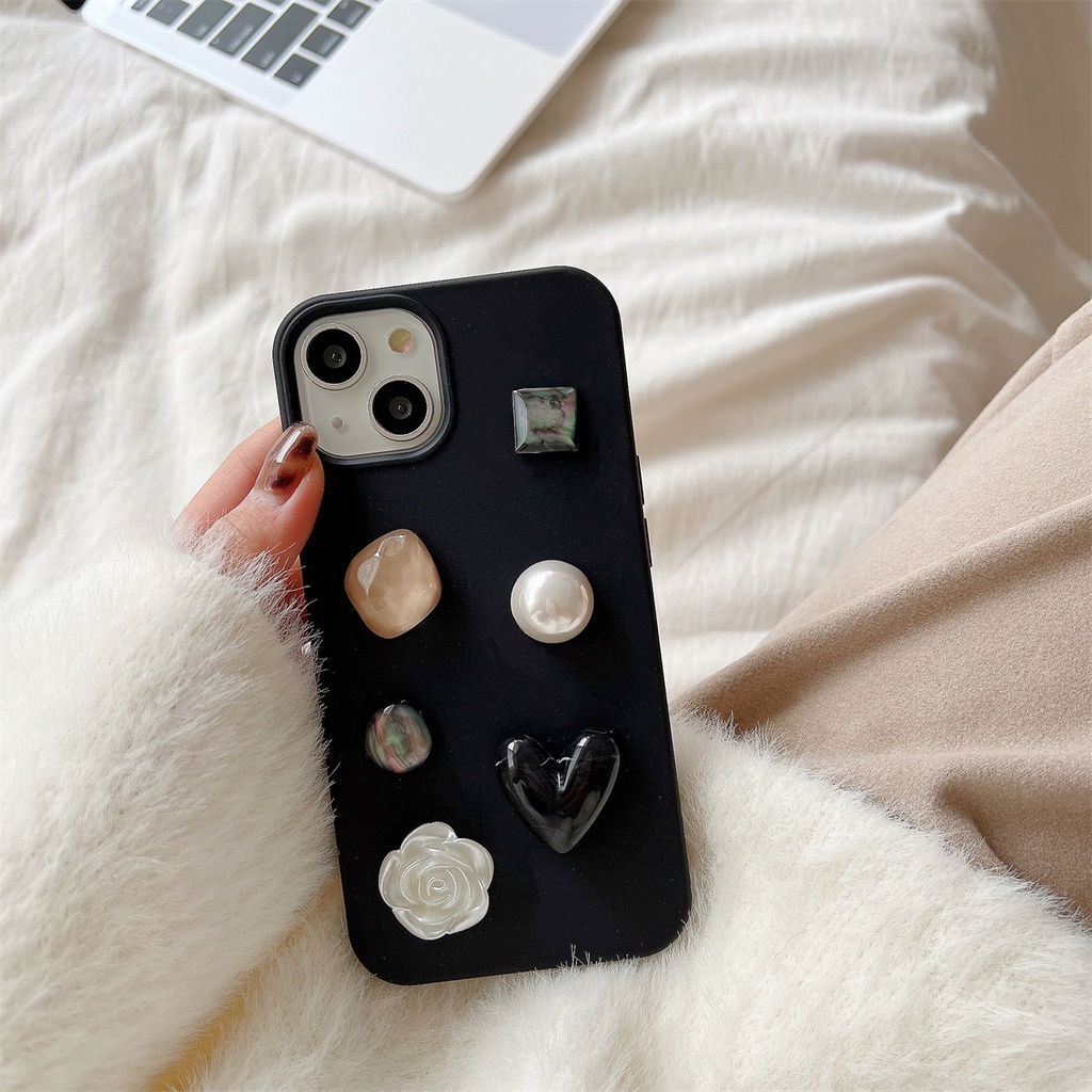 Ốp Điện Thoại TPU Silicon Mềm Chống Sốc Chống Rơi Đính Đá 3D Đơn Giản Sáng Tạo Cho iPhone 14 13 12 11 Pro Max 14 Plus