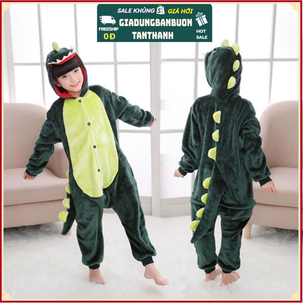 BỘ NỈ LIỀN THÂN KHỦNG LONG XANH CHO TRẺ EM VÀ NGƯỜI LỚN CỰC HOT