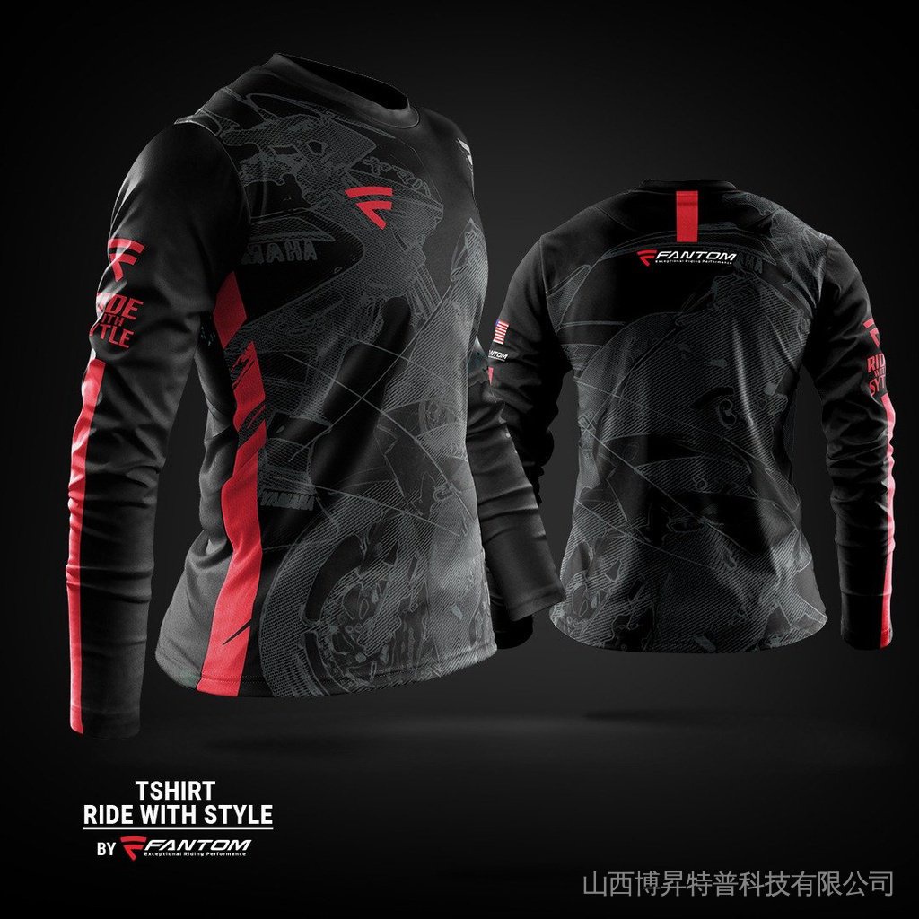 Đi Xe Áo Thun Dài Tay Microfiber Thảm Moto Ride Jersey Thương Hiệu Fantom Phiên Bản Giới Hạn Tay Ngắ